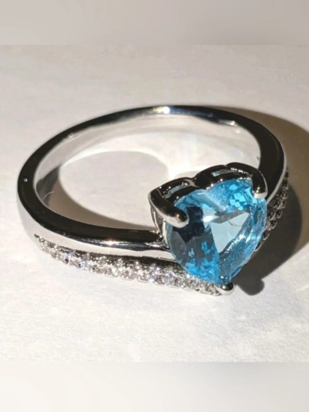 Lab-Created Blue Topaz 3ct Heart Cut Women's Engagement Ring White Gold Plated